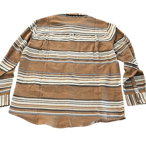 Hurley Mens Brown Striped Flannel Shirt Medium Gorpcore Outdoors NWT - Picture 2 of 8
